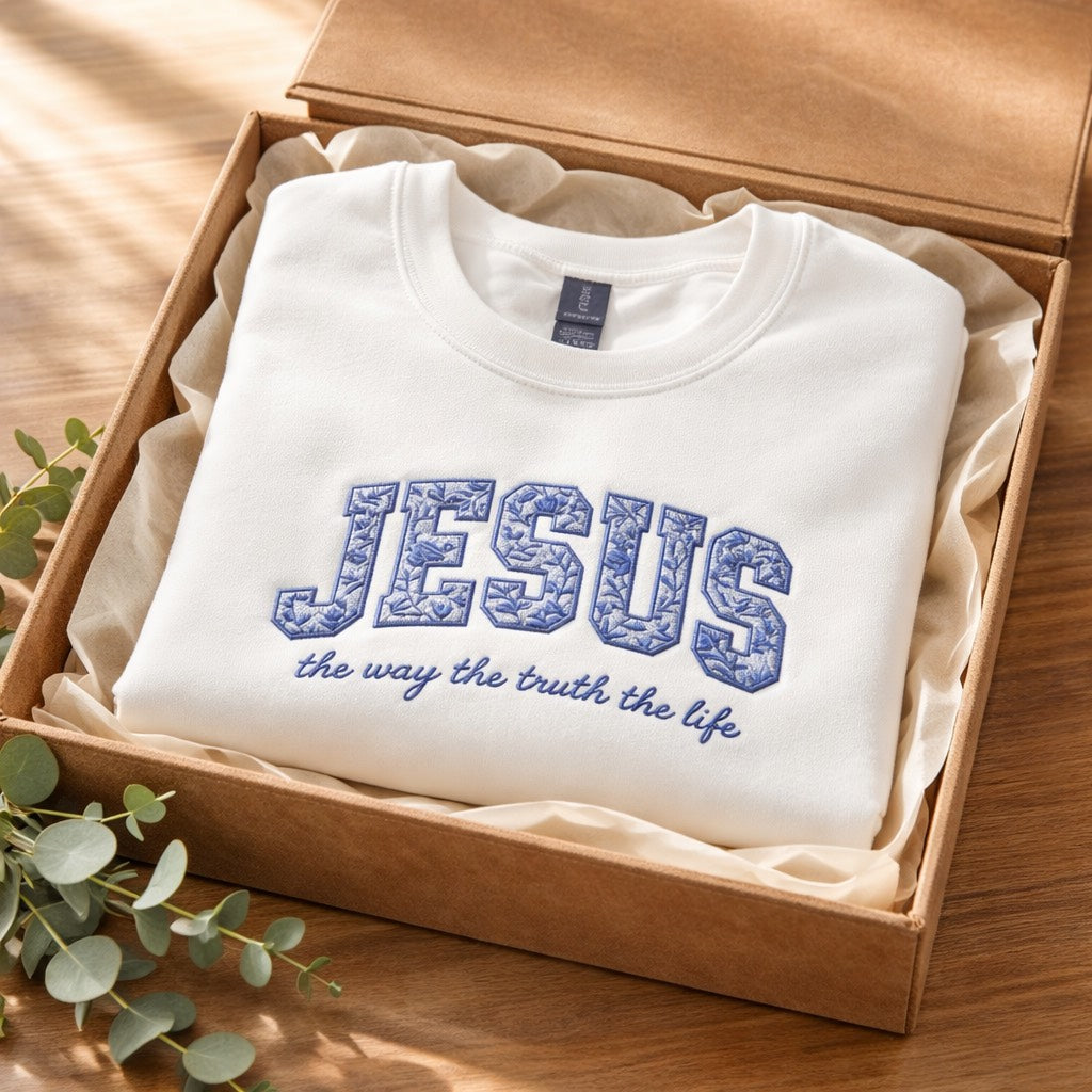 Jesus The Way - Crewneck Adult Embroidery