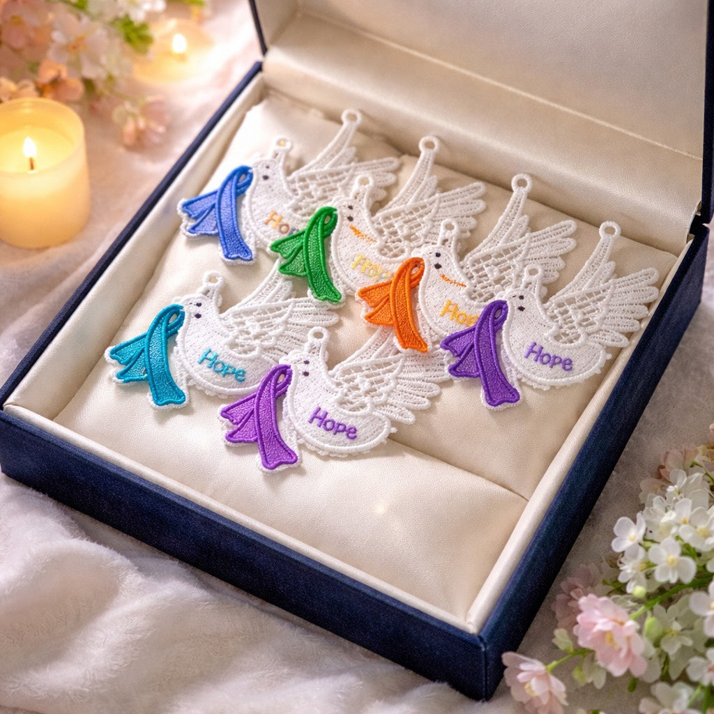 Dove Cancer Ornament - Embroidery