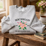 Load image into Gallery viewer, Michigan Apple Blossom State - Crewneck Adult Embroidery
