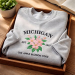 Load image into Gallery viewer, Michigan Apple Blossom State - Crewneck Adult Embroidery
