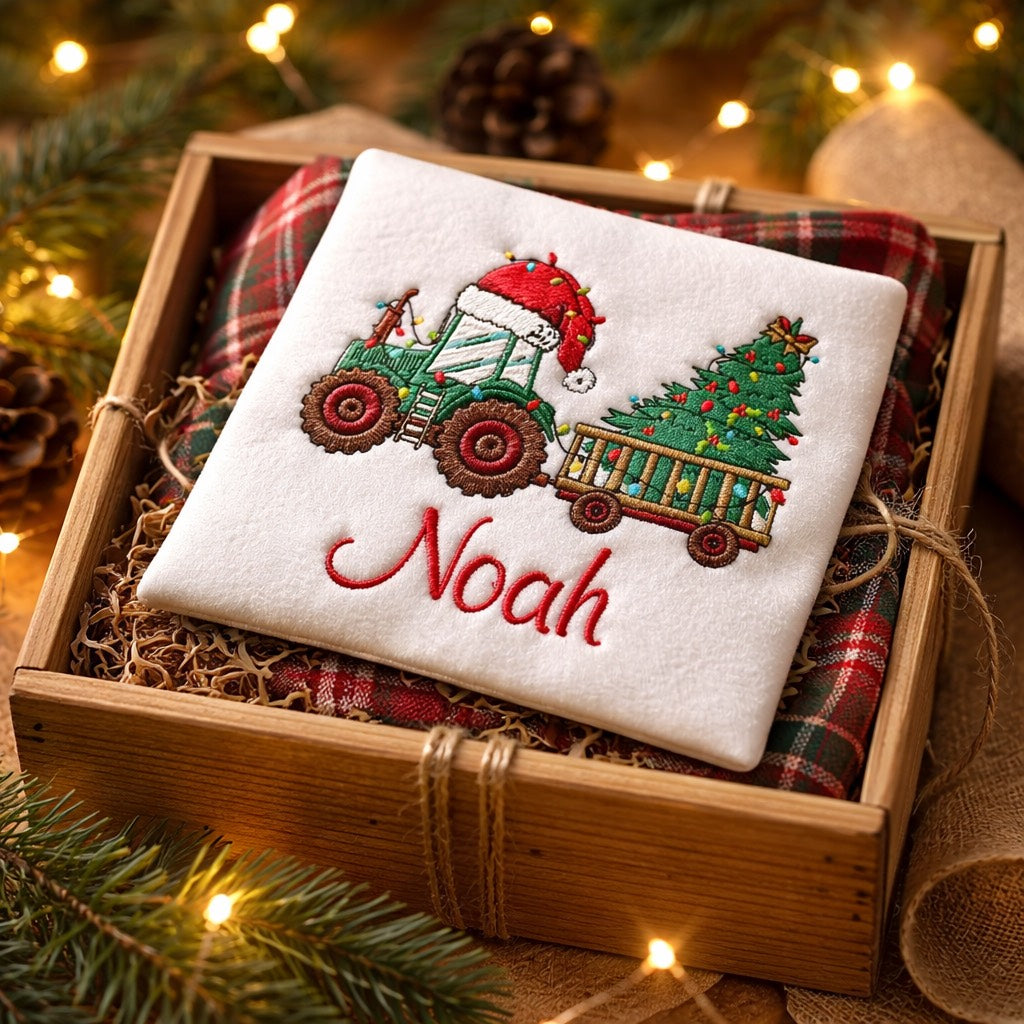 Christmas Tractor Toddler - Kids Embroidery