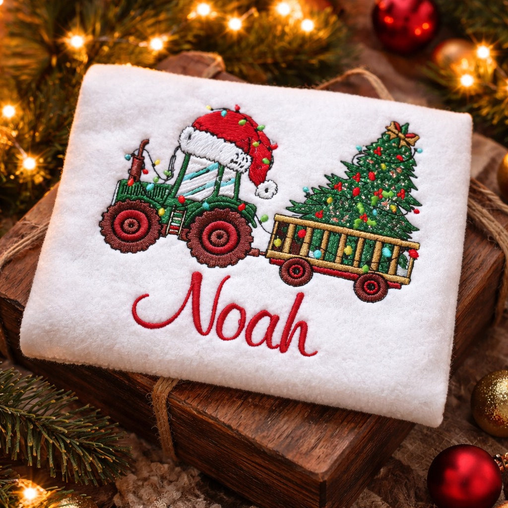 Christmas Tractor Toddler - Kids Embroidery