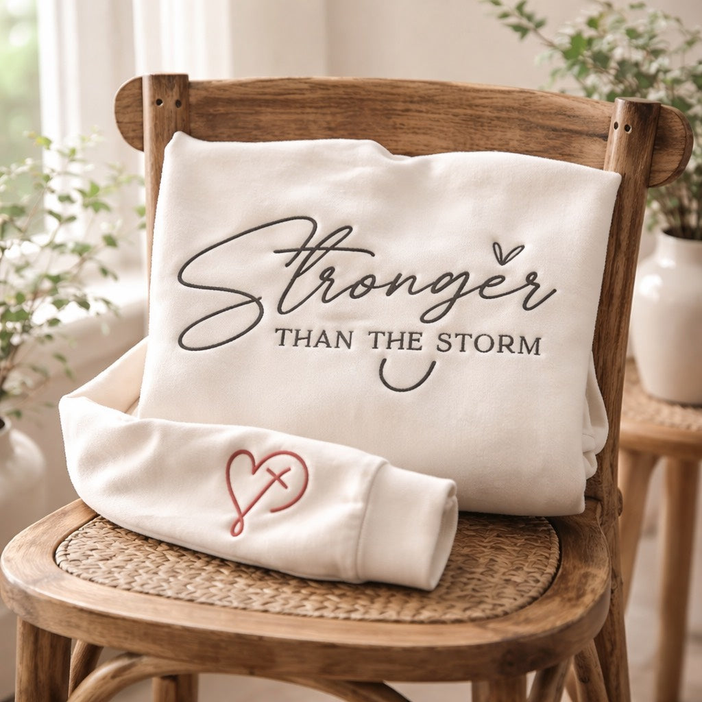 Stronger Then The Storm - Crewneck Adult Embroidery