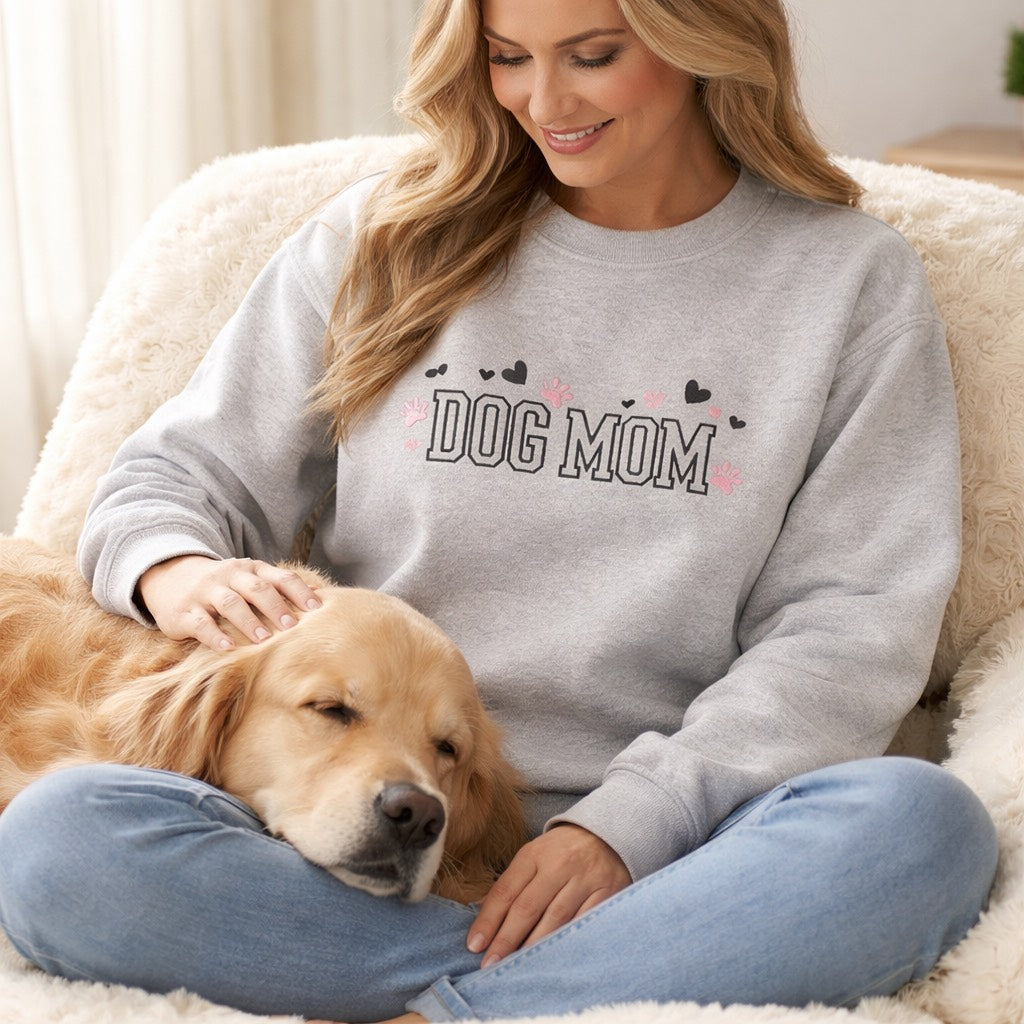 Dog Mom - Crewneck Adult Embroidery