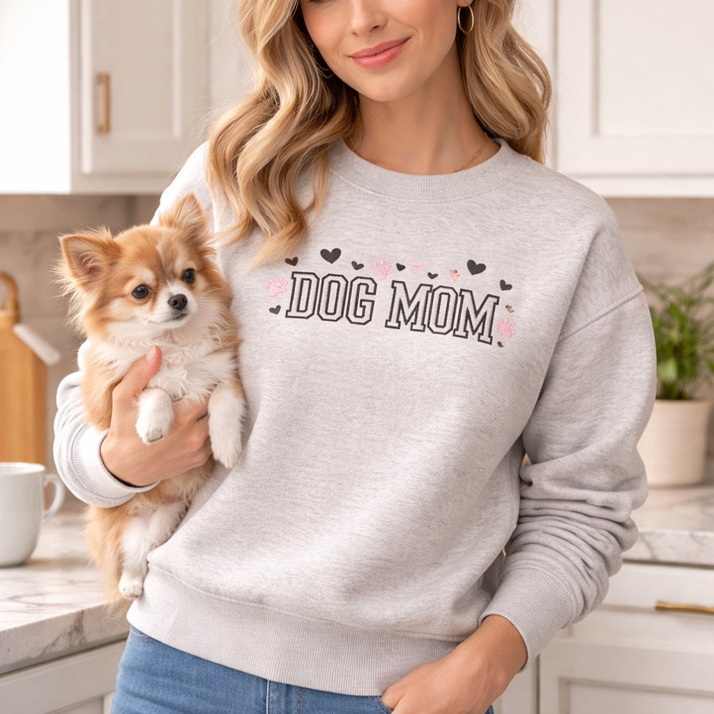 Dog Mom - Crewneck Adult Embroidery