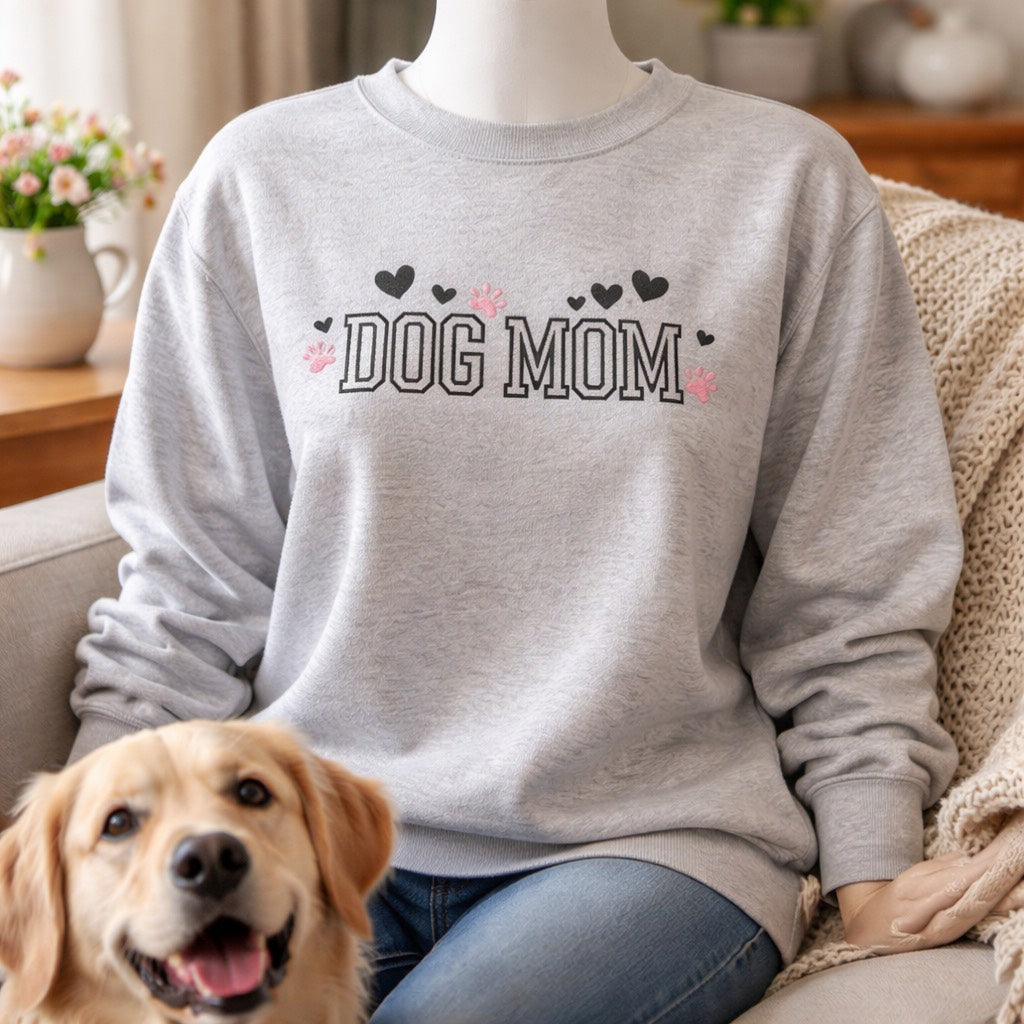 Dog Mom - Crewneck Adult Embroidery