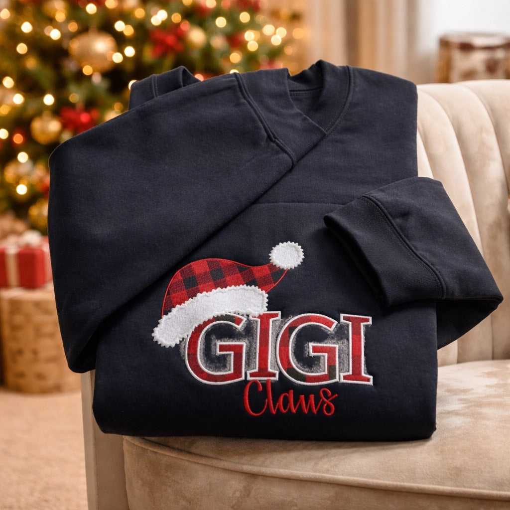 Gigi Claus - Crewneck Adult Embroidery CraftyWithIt