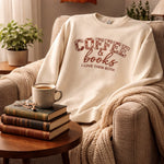 Load image into Gallery viewer, Coffee &amp; Books I Love Them Both - Crewneck Adult Embroidery
