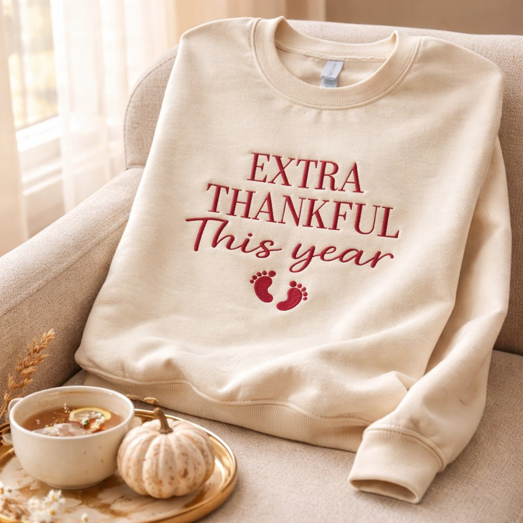 Extra Thankful This Year - Crewneck Adult Embroidery