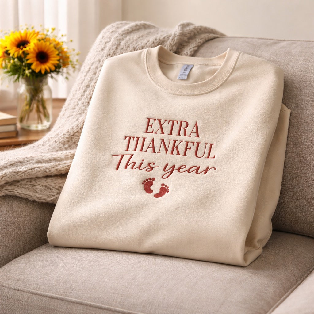 Extra Thankful This Year - Crewneck Adult Embroidery