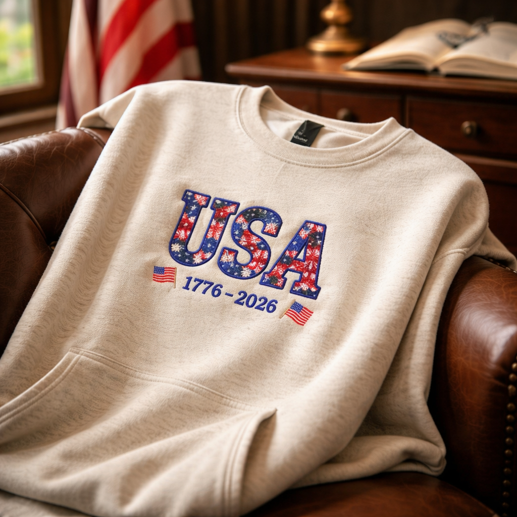 USA 250 Anniversary  - Crewneck Pocket Adult Embroidery