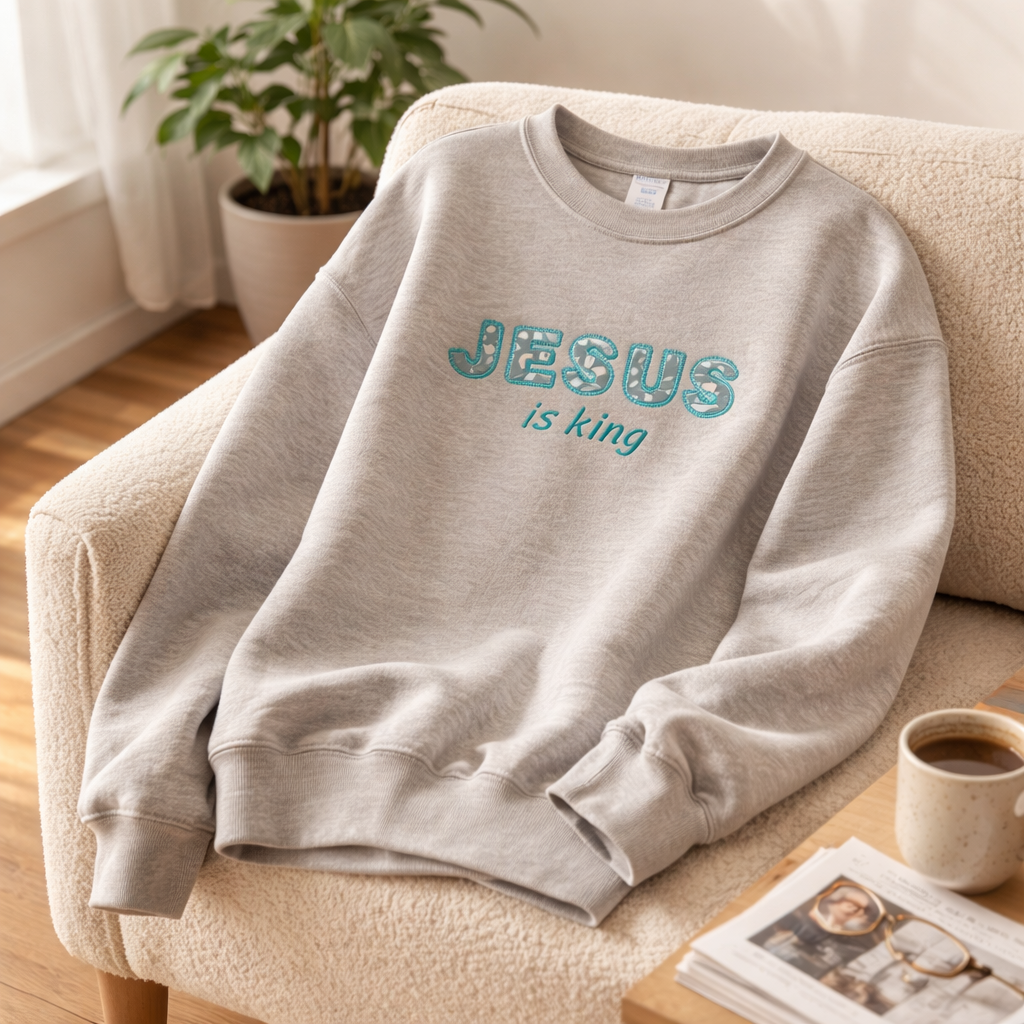 Jesus Is King - Crewneck Adult Embroidery