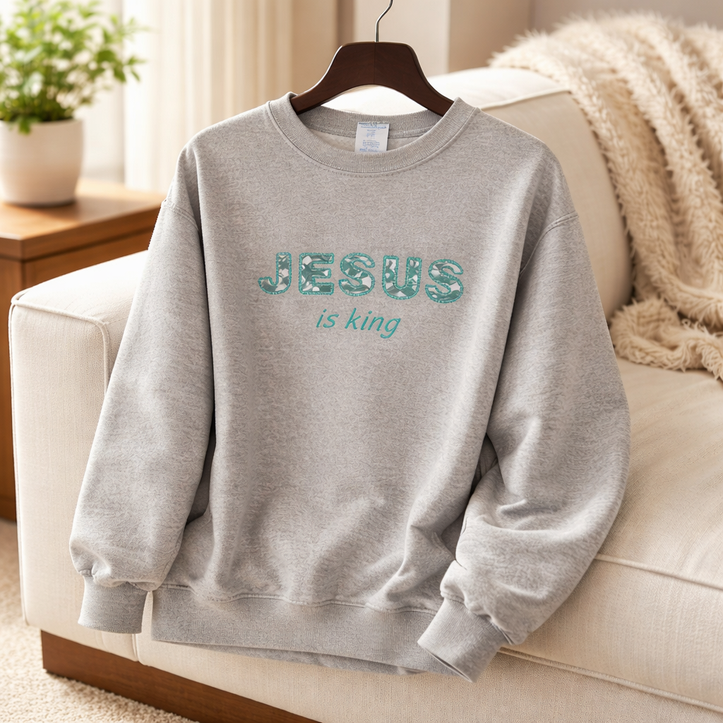 Jesus Is King - Crewneck Adult Embroidery