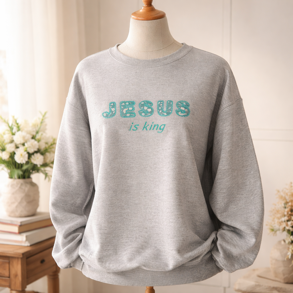 Jesus Is King - Crewneck Adult Embroidery
