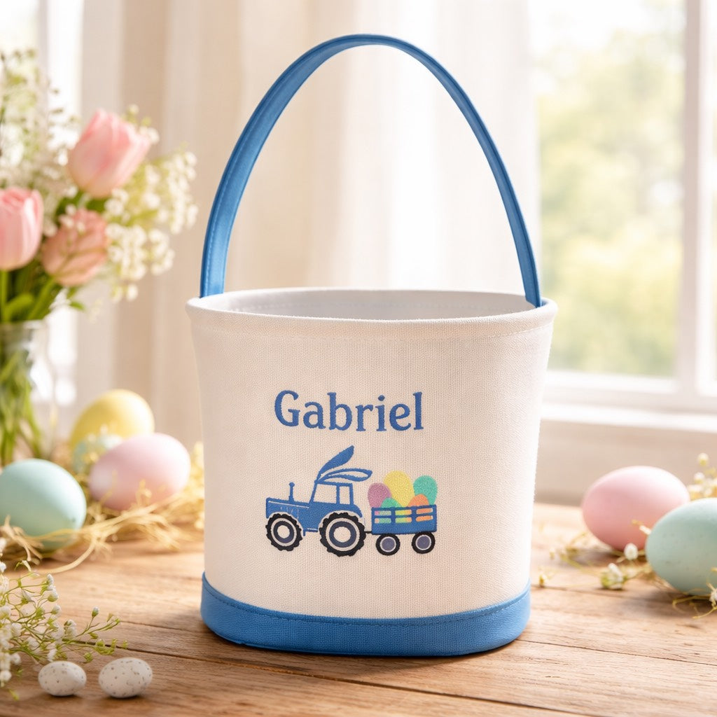 Easter Basket Boys Personalized - Children Embroidered Basket