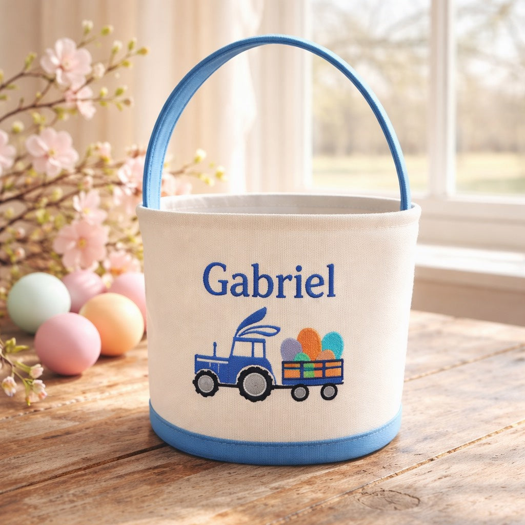Easter Basket Boys Personalized - Children Embroidered Basket