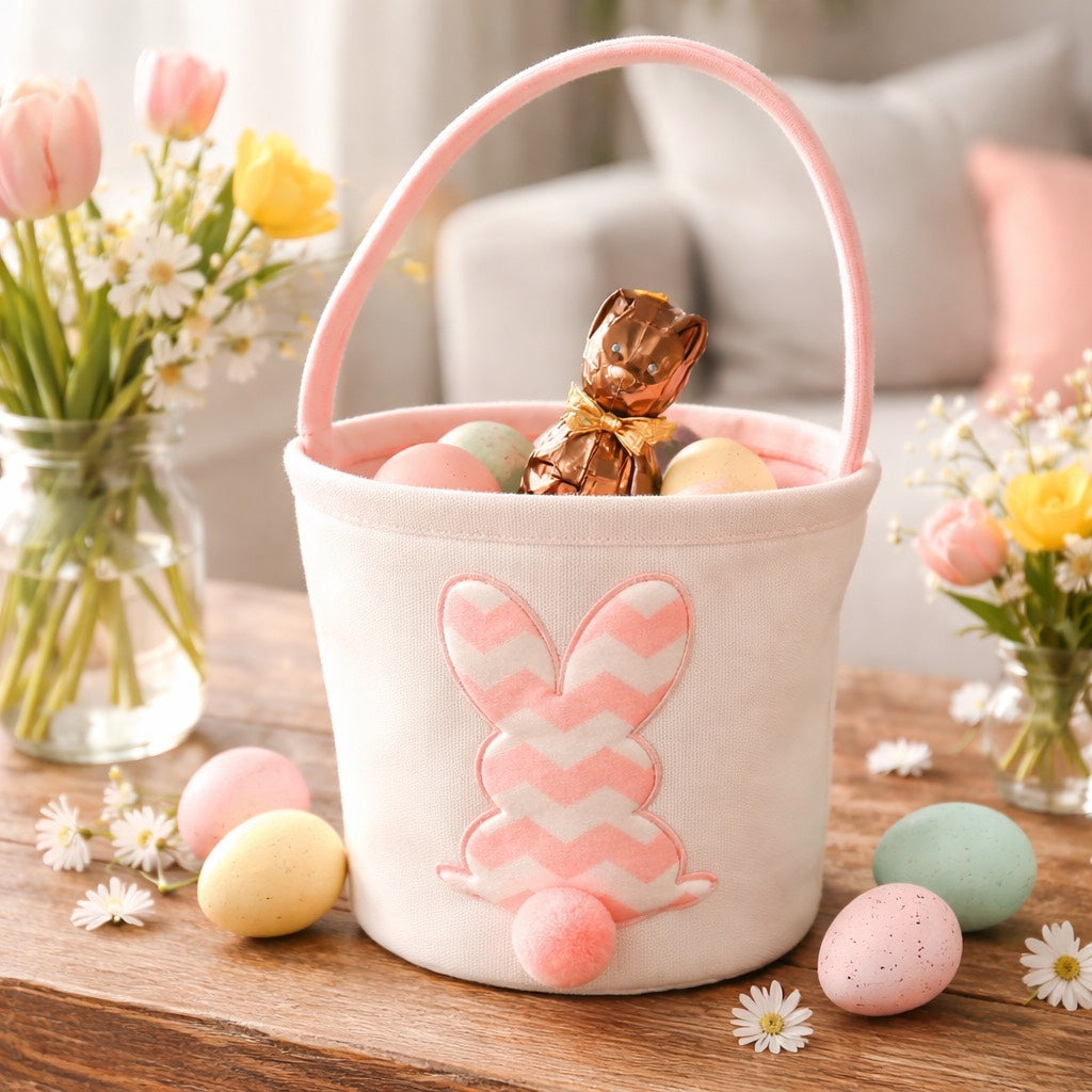 Easter Basket Girls Personalized - Children Embroidered Basket