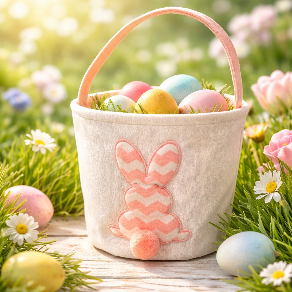 Easter Basket Girls Personalized - Children Embroidered Basket