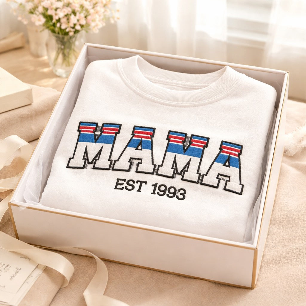 Mama EST - Crewneck Pocket Adult Embroidery