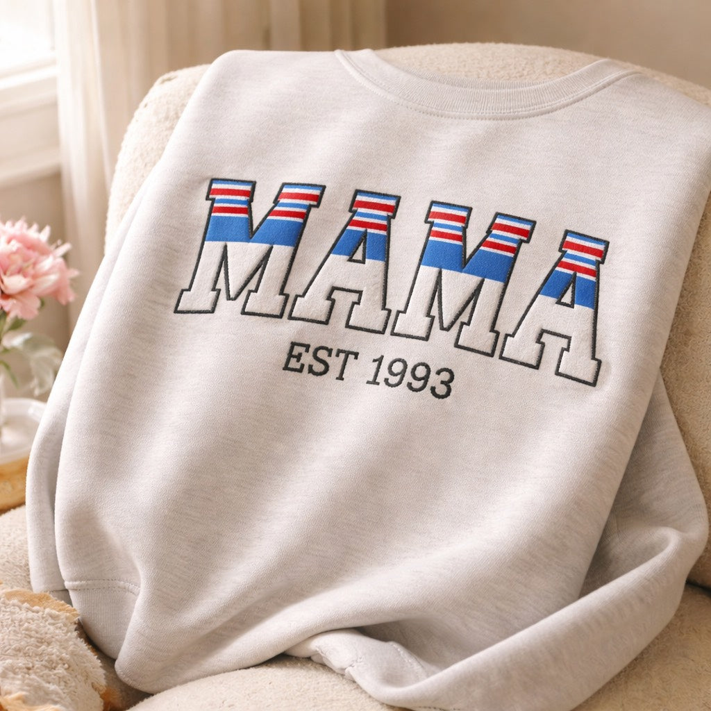 Mama EST - Crewneck Adult Embroidery
