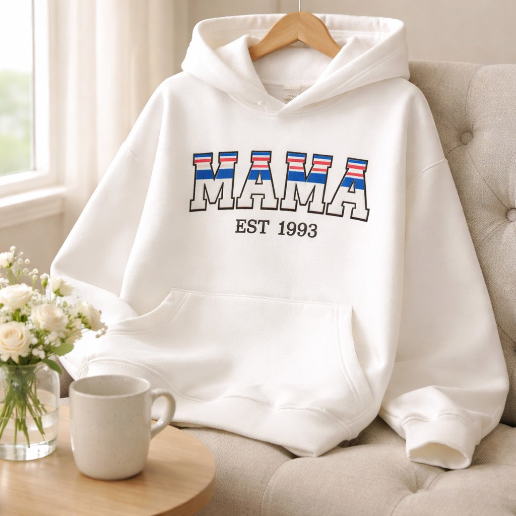 Mama EST - Hoodie Adult Embroidery