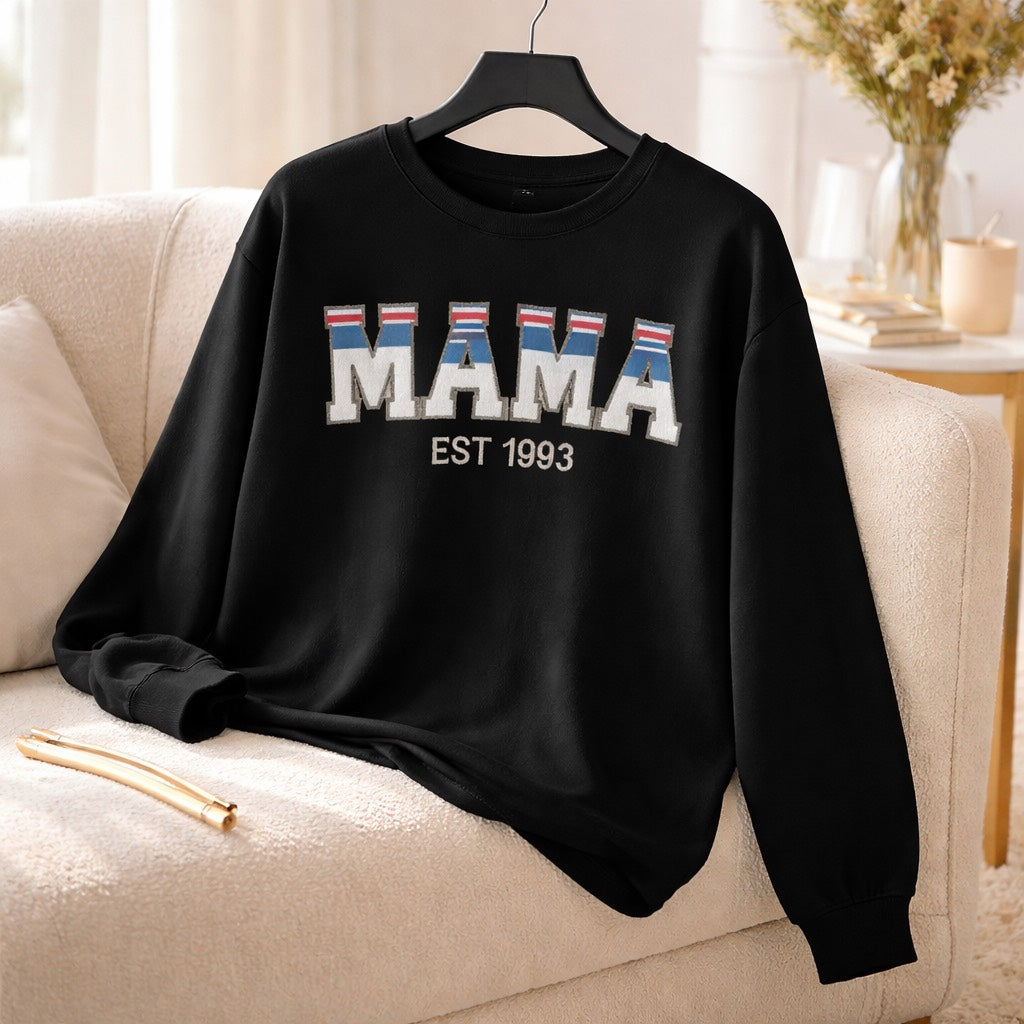 Mama Est.  - Long Sleeve T-Shirt Adult Embroidery