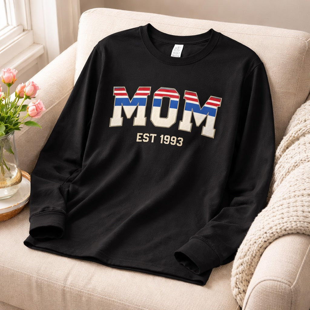 Mama Est.  - Long Sleeve T-Shirt Adult Embroidery