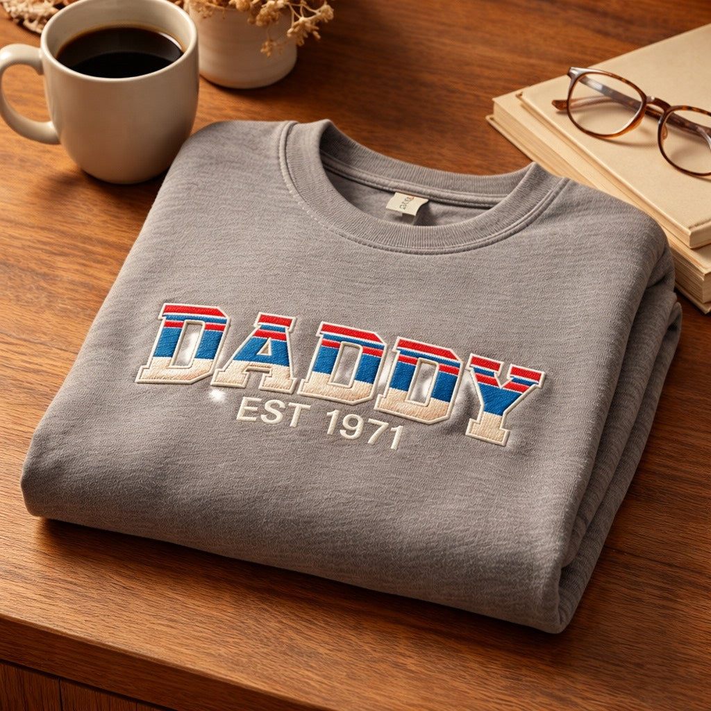 Daddy Est. - Long Sleeve T-Shirt Adult Embroidery
