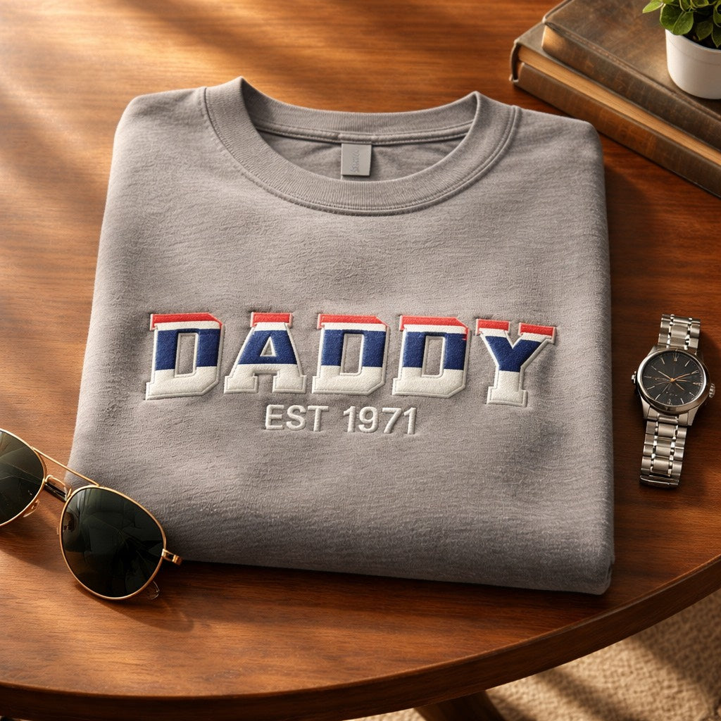 Daddy Est. - Long Sleeve T-Shirt Adult Embroidery