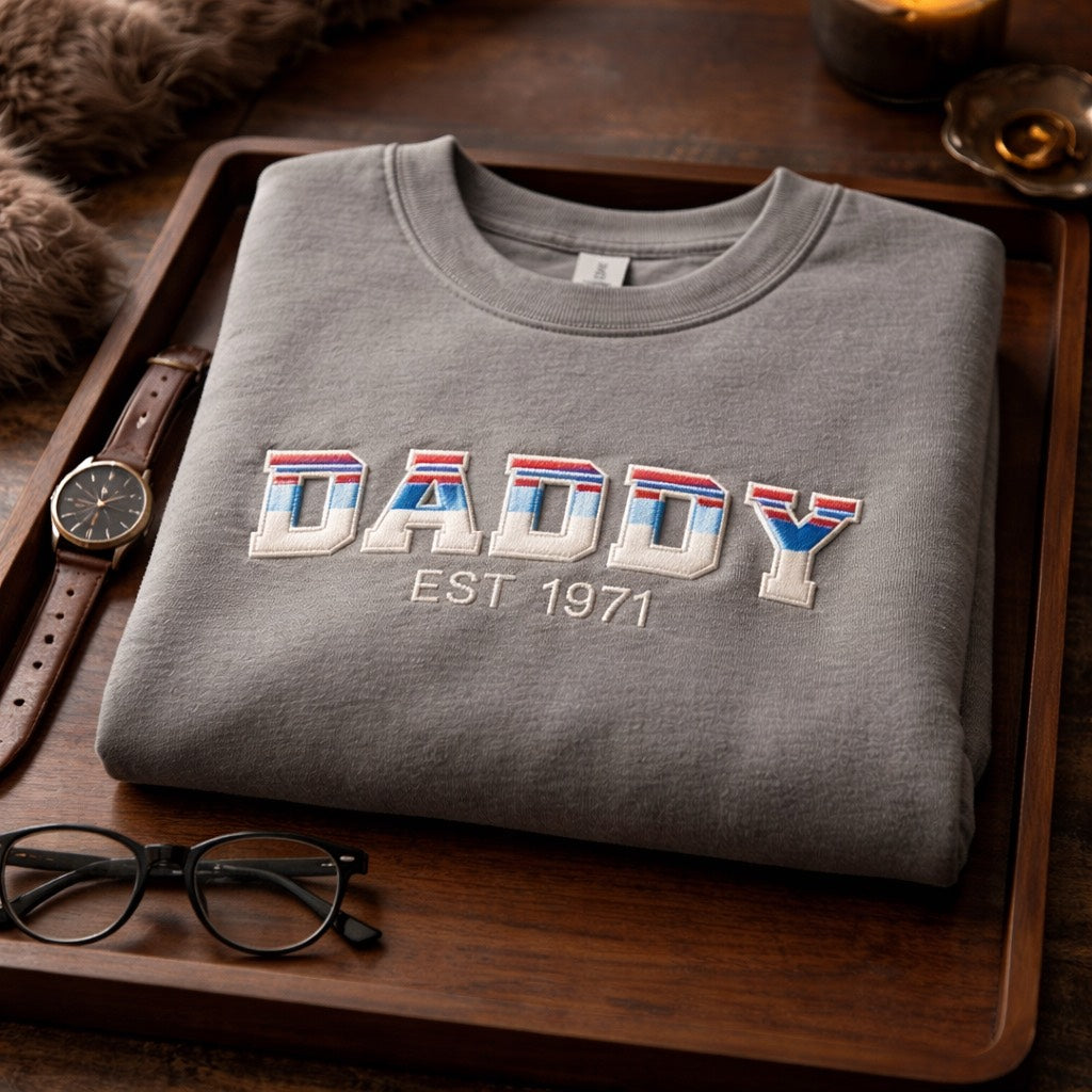Daddy Est. - Long Sleeve T-Shirt Adult Embroidery