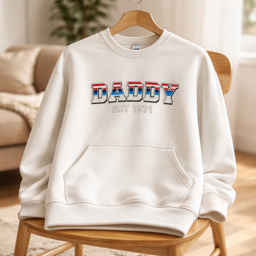 Daddy EST - Crewneck Pocket Adult Embroidery