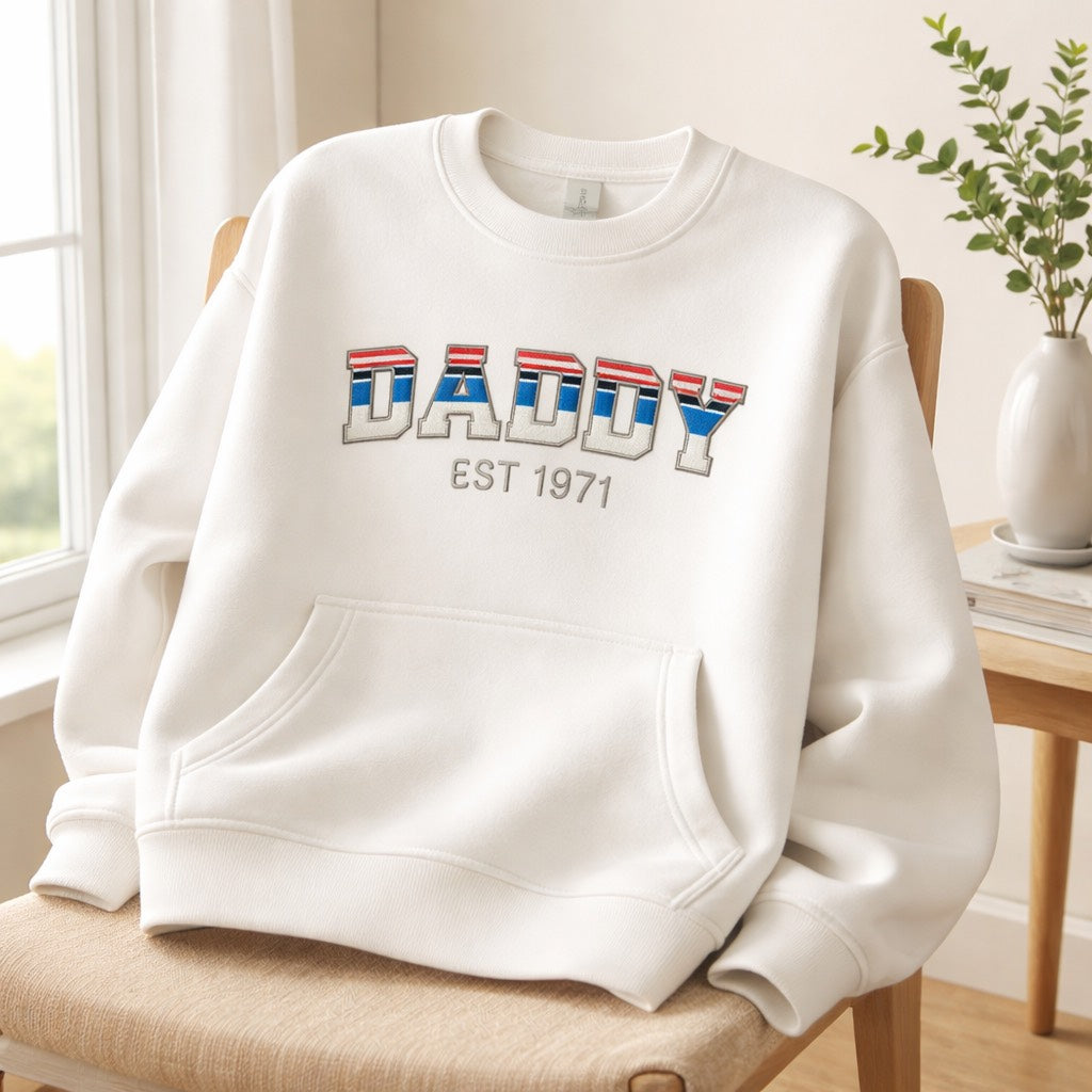 Daddy EST - Crewneck Pocket Adult Embroidery