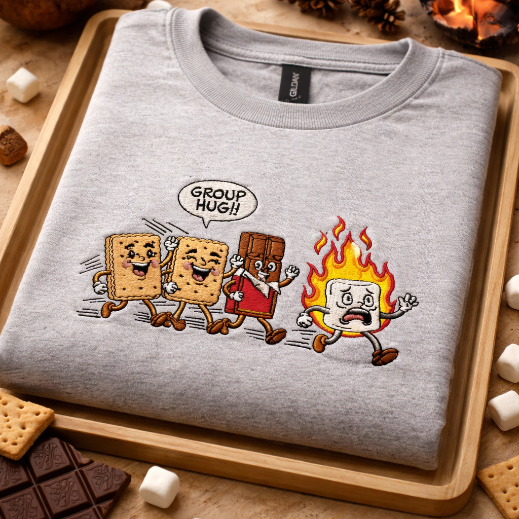 Camping Smores - Crewneck Adult Embroidery