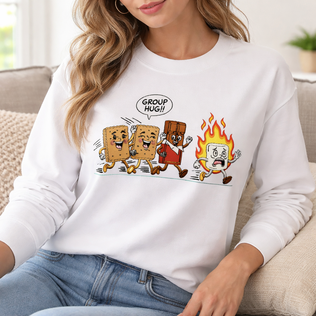 Camping Smores - Long Sleeve T-Shirt Adult Embroidery