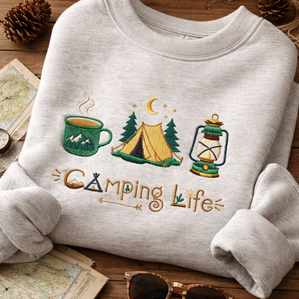 Camping Life - Crewneck Adult Embroidery