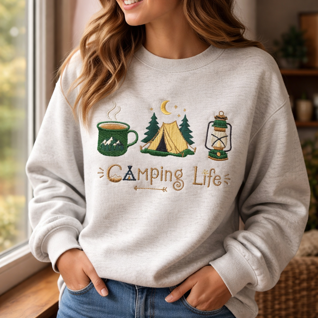 Camping Life - Crewneck Adult Embroidery