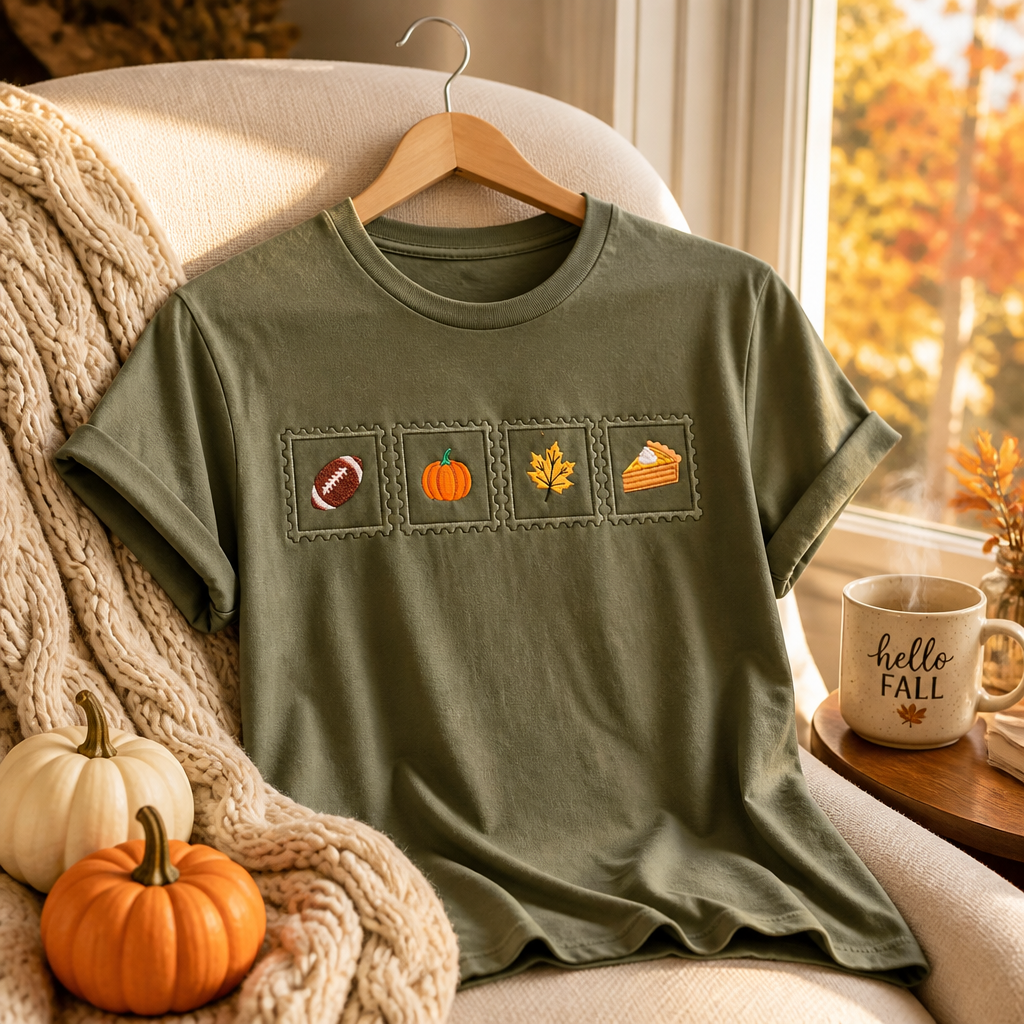 Autumn  - Long Sleeve T-Shirt Adult Embroidery