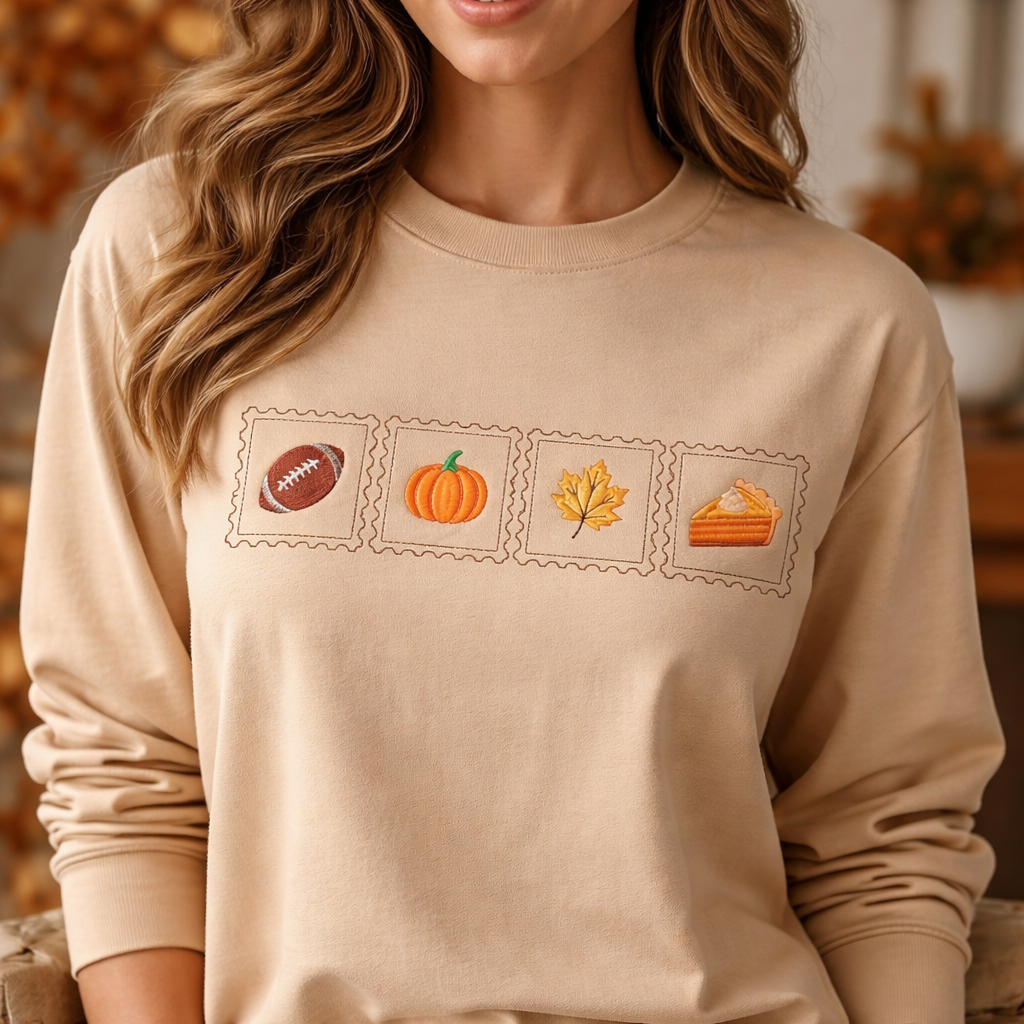 Autumn  - Long Sleeve T-Shirt Adult Embroidery