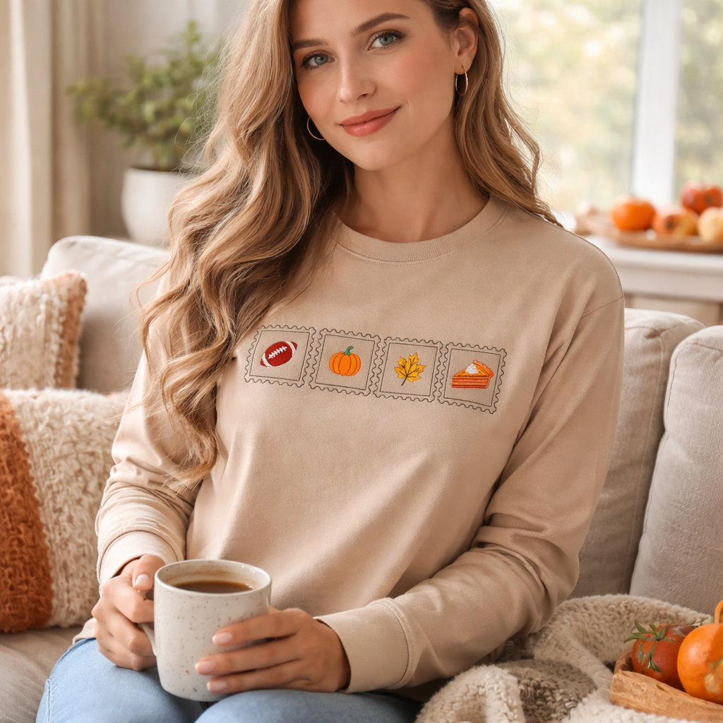 Autumn  - Long Sleeve T-Shirt Adult Embroidery