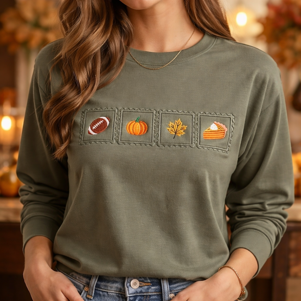 Autumn  - Long Sleeve T-Shirt Adult Embroidery
