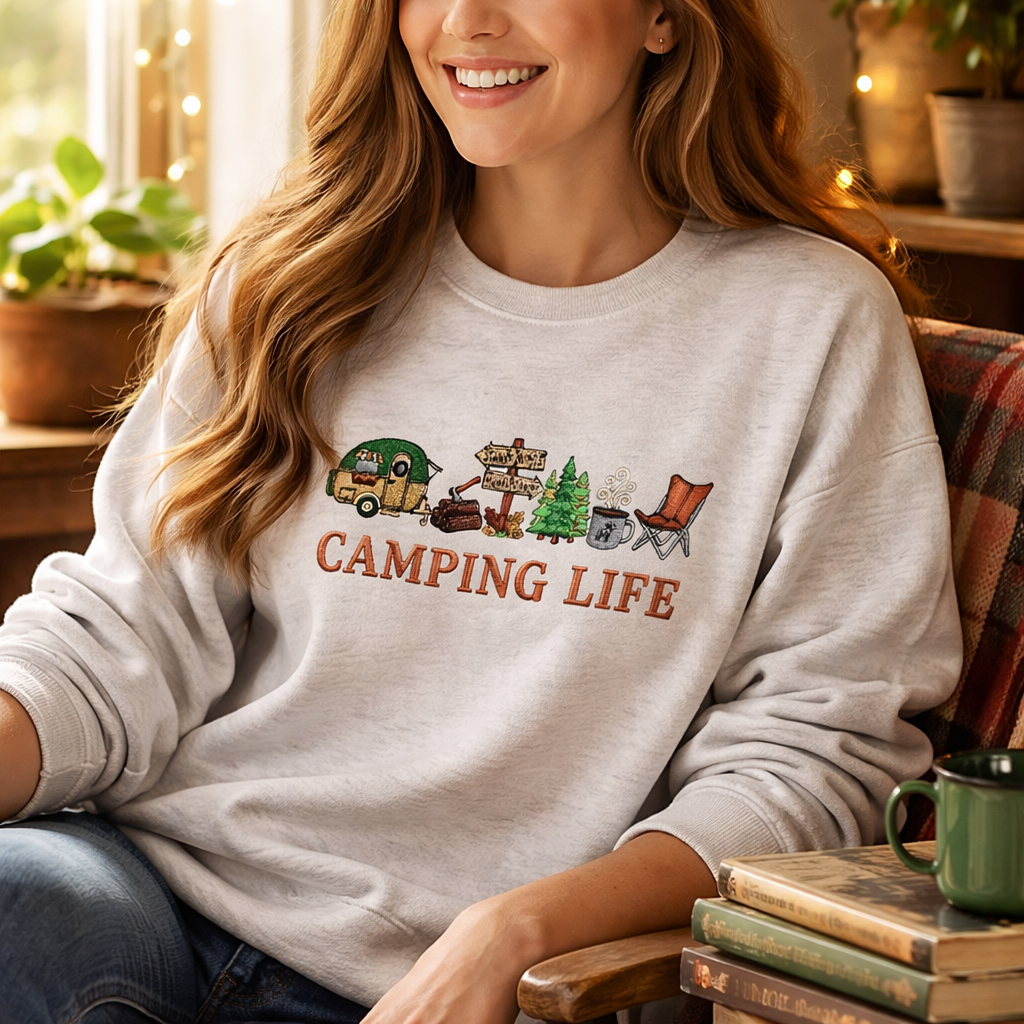 Camping Life - Crewneck Adult Embroidery