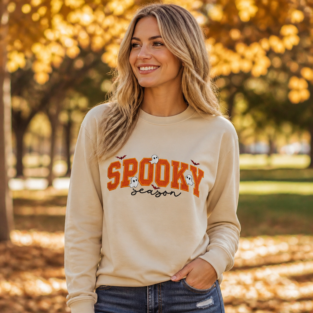 Spooky Season - Long Sleeve T-Shirt Adult Embroidery