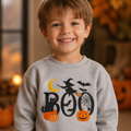 Youth Boo Halloween T Shirt & Crewneck Sweatshirt - Kids Embroidery
