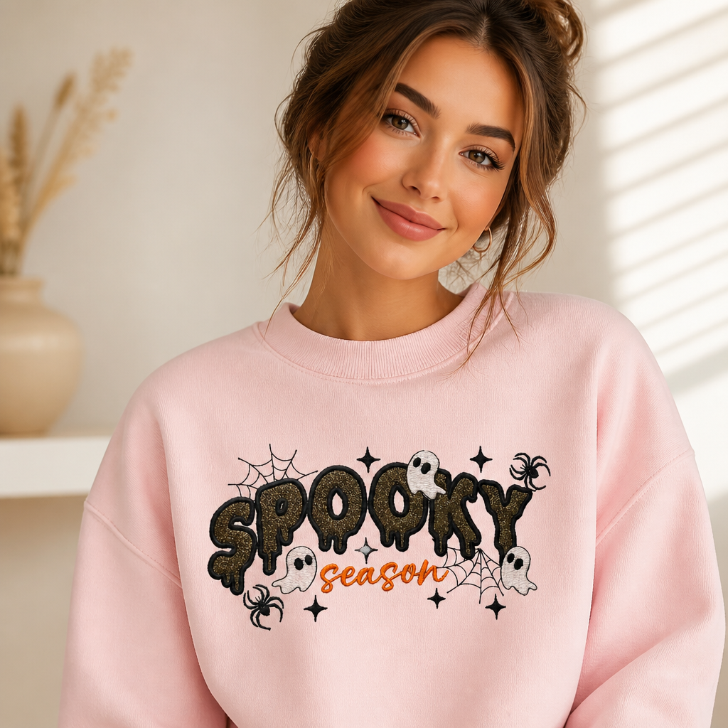Spooky Season Halloween Crewneck Sweatshirt - Crewneck Adult Embroidery