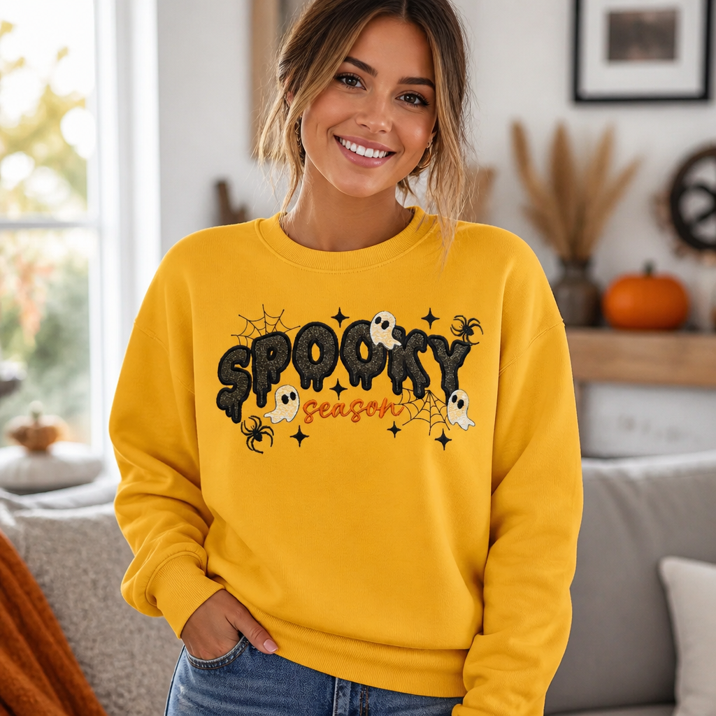 Spooky Season Halloween Crewneck Sweatshirt - Crewneck Adult Embroidery