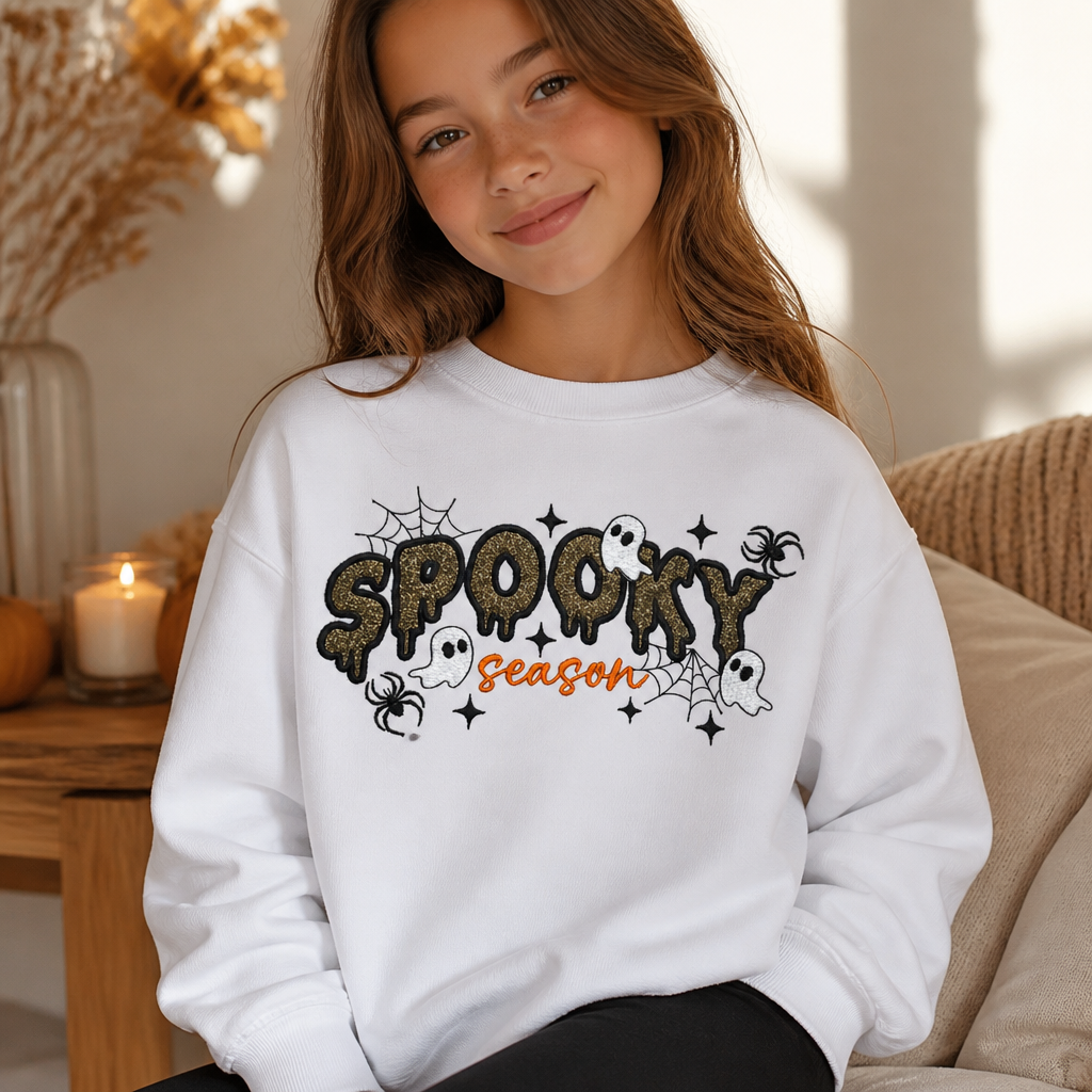 Youth Spooky Season Embroidered Halloween - Kids Embroidery