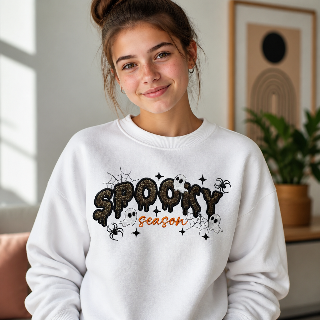 Youth Spooky Season Embroidered Halloween - Kids Embroidery