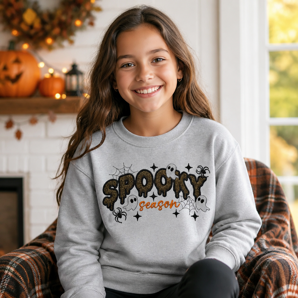Youth Spooky Season Embroidered Halloween - Kids Embroidery