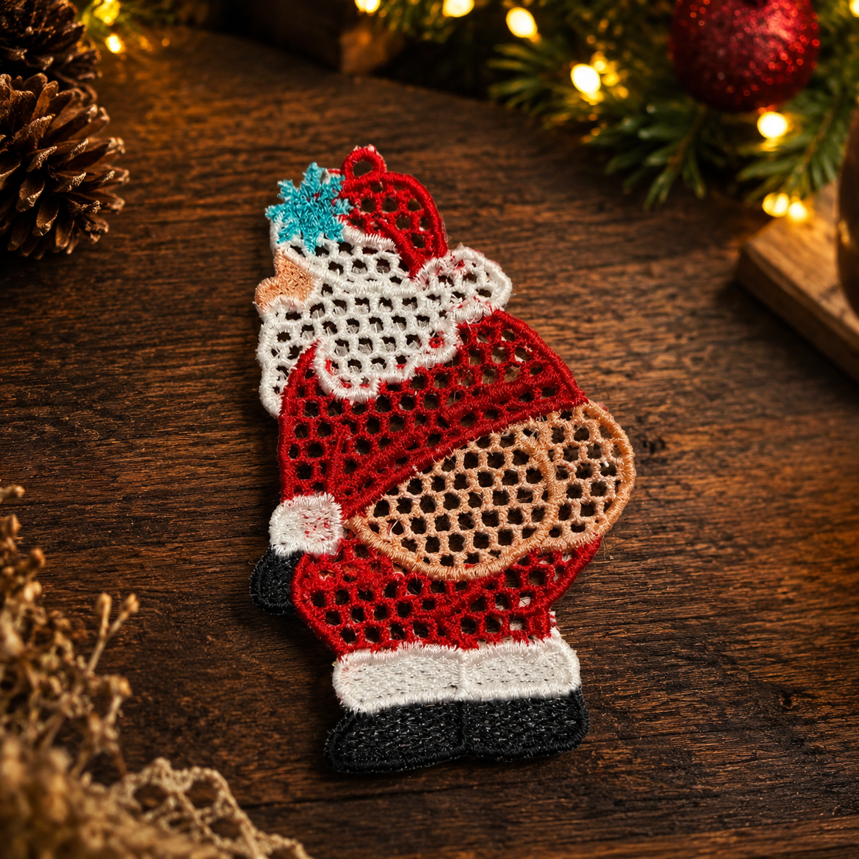 Embroidered Santa Claus Christmas Ornament- Embroidery