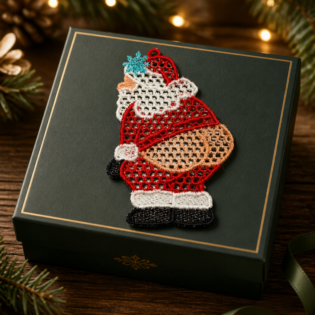 Embroidered Santa Claus Christmas Ornament- Embroidery